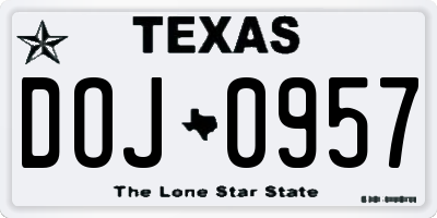 TX license plate DOJ0957
