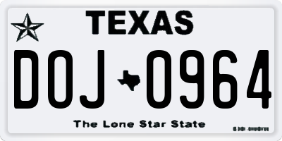 TX license plate DOJ0964