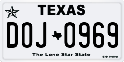 TX license plate DOJ0969