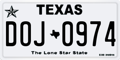 TX license plate DOJ0974