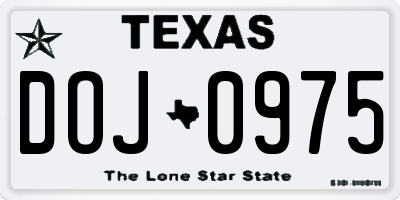 TX license plate DOJ0975