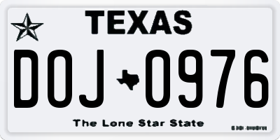 TX license plate DOJ0976
