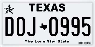 TX license plate DOJ0995