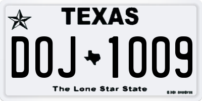 TX license plate DOJ1009