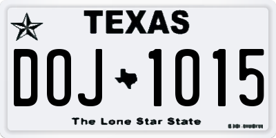 TX license plate DOJ1015