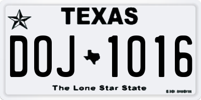 TX license plate DOJ1016