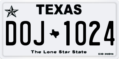 TX license plate DOJ1024