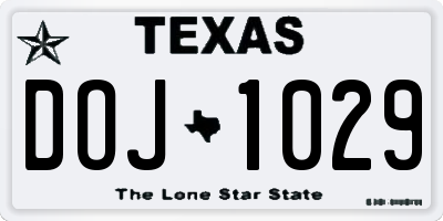TX license plate DOJ1029