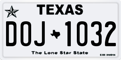 TX license plate DOJ1032