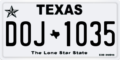 TX license plate DOJ1035