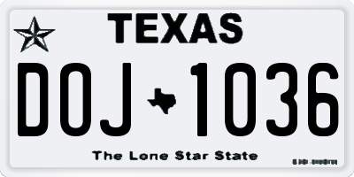 TX license plate DOJ1036