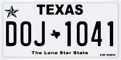 TX license plate DOJ1041