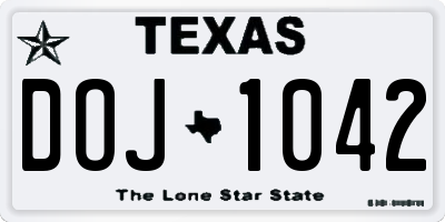 TX license plate DOJ1042