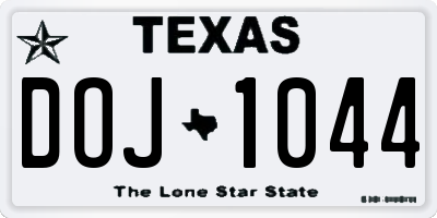 TX license plate DOJ1044