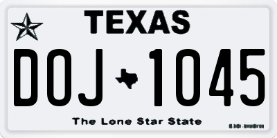 TX license plate DOJ1045