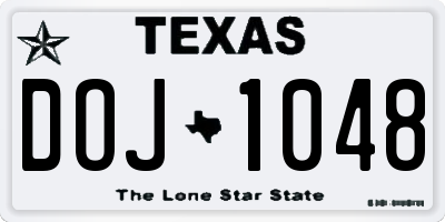 TX license plate DOJ1048