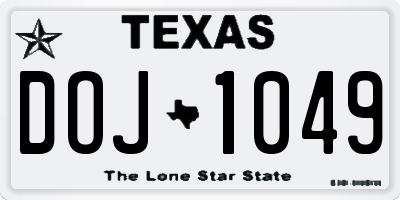 TX license plate DOJ1049
