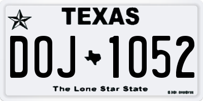 TX license plate DOJ1052