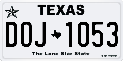 TX license plate DOJ1053