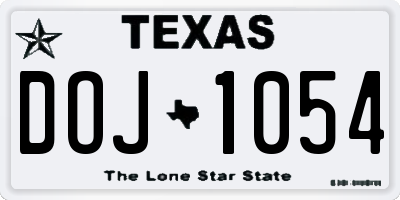 TX license plate DOJ1054