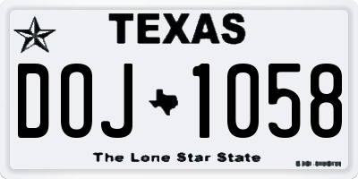TX license plate DOJ1058