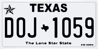 TX license plate DOJ1059