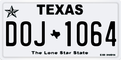 TX license plate DOJ1064