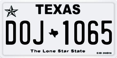 TX license plate DOJ1065