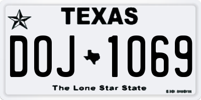 TX license plate DOJ1069