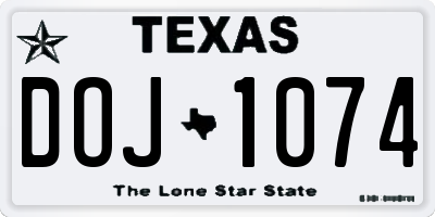 TX license plate DOJ1074
