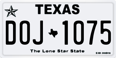 TX license plate DOJ1075