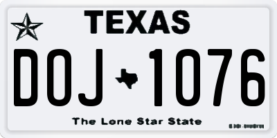 TX license plate DOJ1076