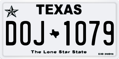 TX license plate DOJ1079