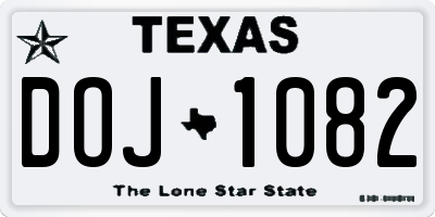 TX license plate DOJ1082