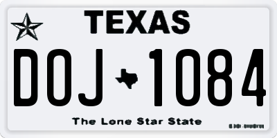 TX license plate DOJ1084