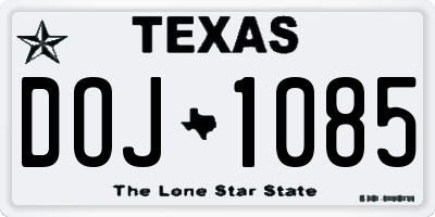TX license plate DOJ1085