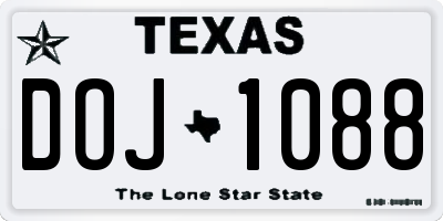 TX license plate DOJ1088