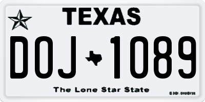 TX license plate DOJ1089