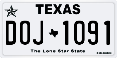 TX license plate DOJ1091