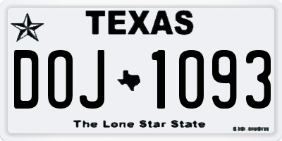 TX license plate DOJ1093