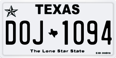 TX license plate DOJ1094