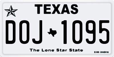 TX license plate DOJ1095