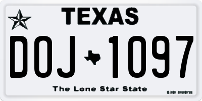 TX license plate DOJ1097