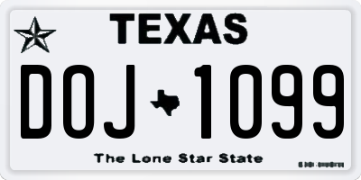TX license plate DOJ1099