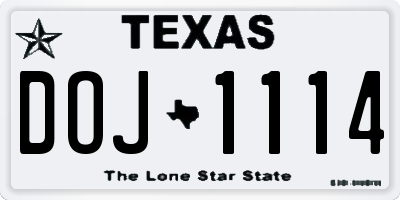 TX license plate DOJ1114