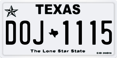 TX license plate DOJ1115