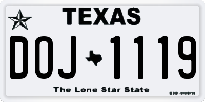 TX license plate DOJ1119