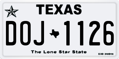 TX license plate DOJ1126