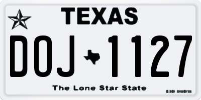 TX license plate DOJ1127