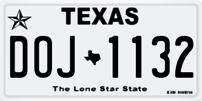 TX license plate DOJ1132